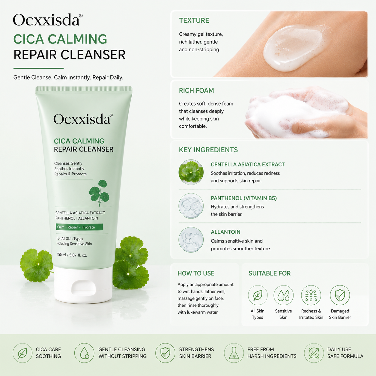 Ocxxisda® Cica Calming Repair Cleanser