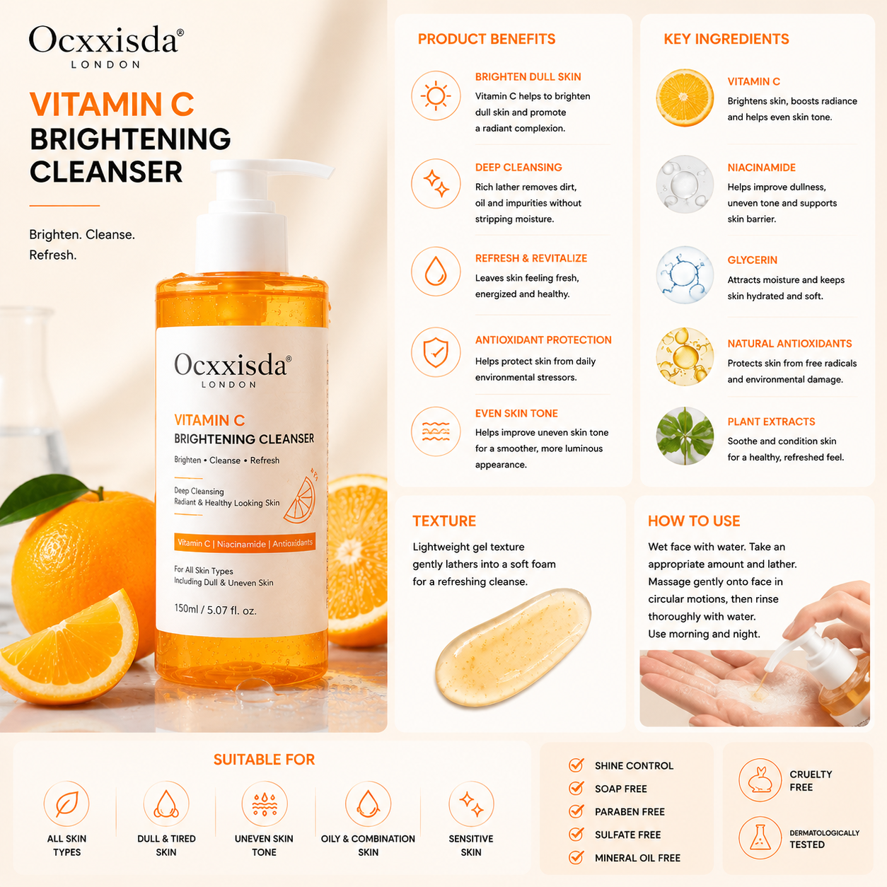 Ocxxisda® Vitamin C Brightening Cleanser