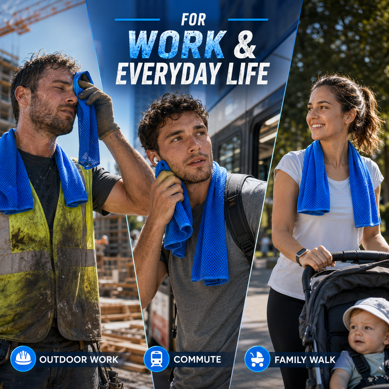 Advanced-Tech Cooling Towel – Instant Cooling Quick-Dry Towel for Outdoor Work, Gym & Summer Commuting, Washable and Reusable