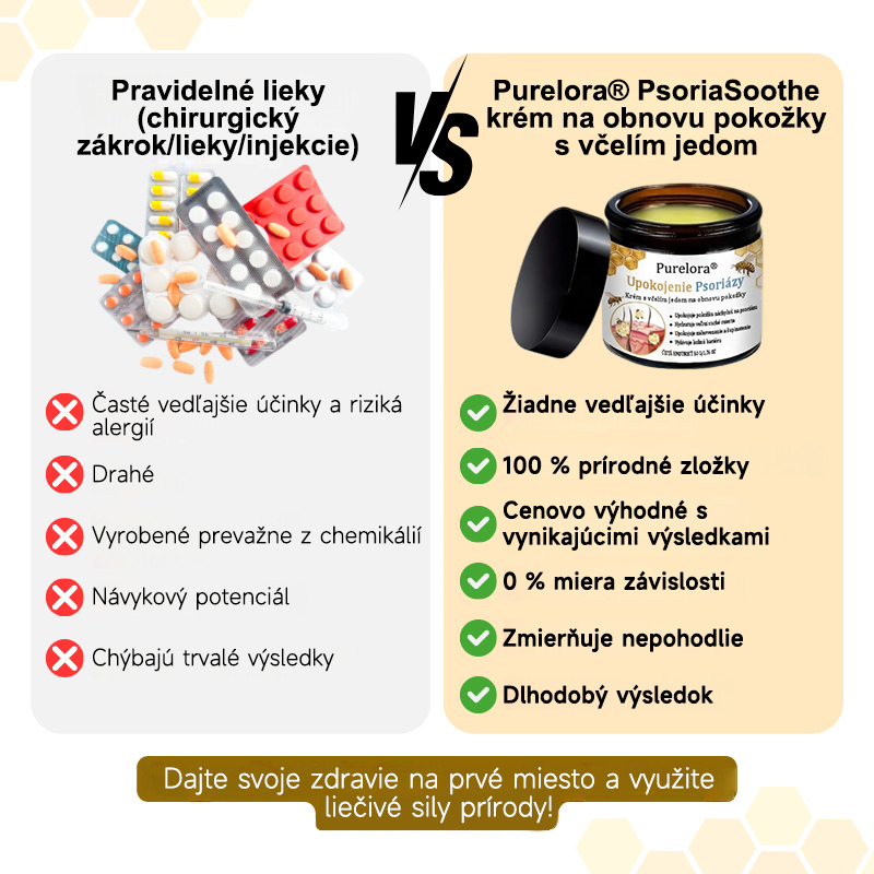 Dnes až so zľavou 70 %! 🔥 Purelora® PsoriaSoothe regeneračný krém s včelím jedom pre starostlivosť o pokožku